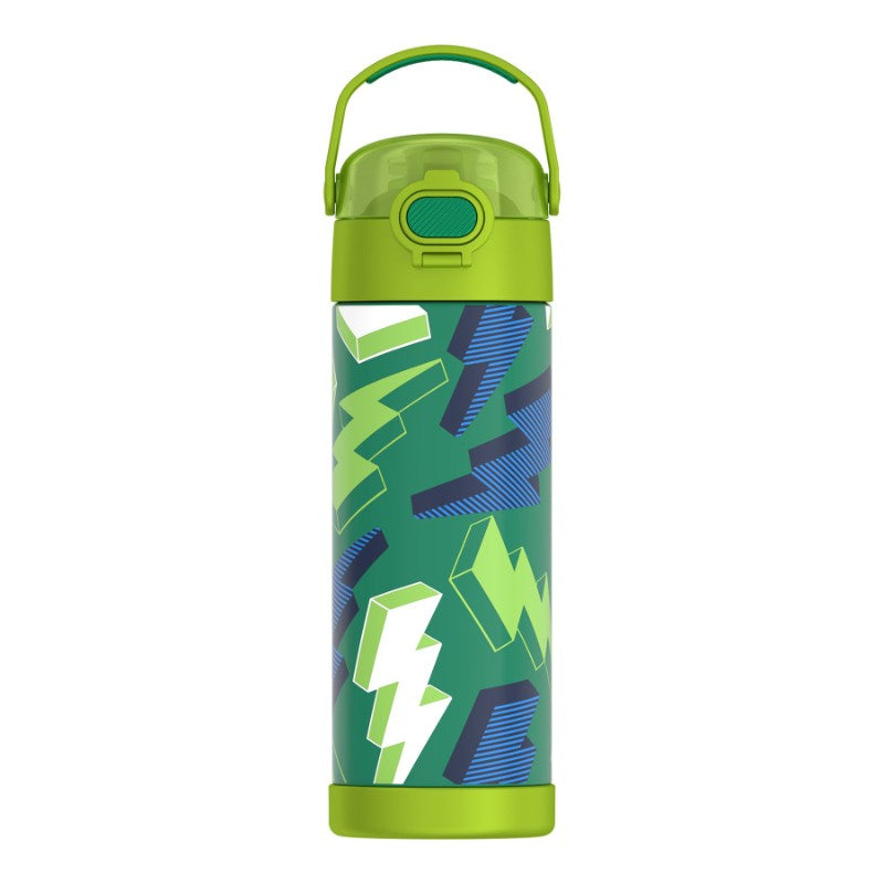 Thermos FUNtainer 16oz Water Bottle Lightning Bolt Green