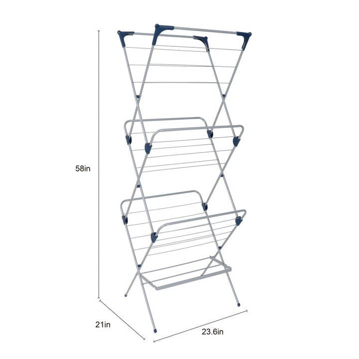 YBM Home 3-Tier Foldable Steel Clothes Drying Rack