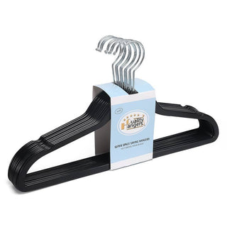 Quality Hangers Slim Black Plastic Hangers 10 Pack