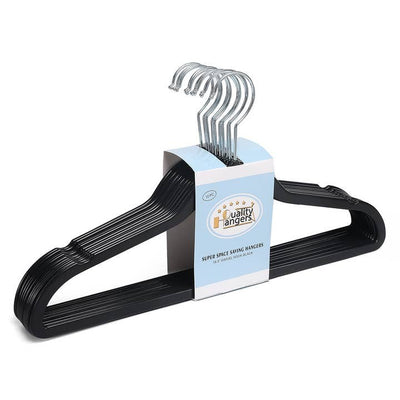 Quality Hangers Slim Black Plastic Hangers 10 Pack