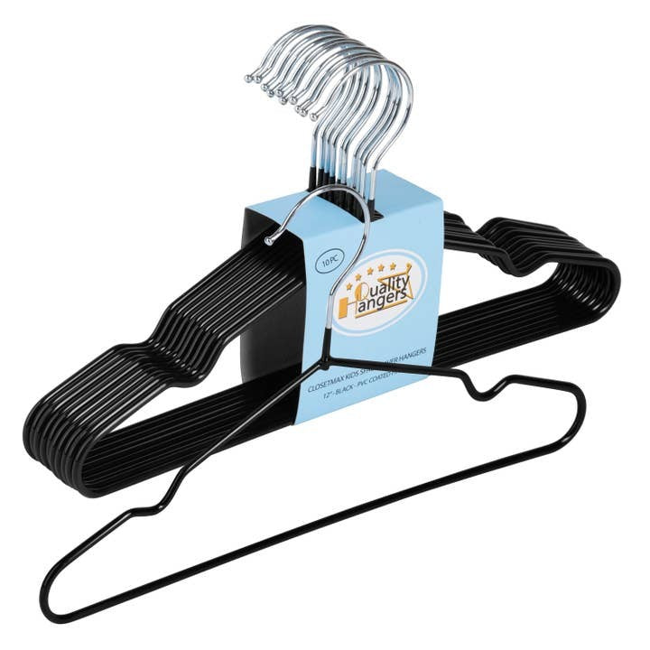 Quality Hangers Slim Black Metal Hangers 10 Pack