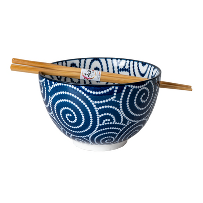 Urban Tokyo 20oz Noodle Bowl & Chopsticks - Brush Swirl