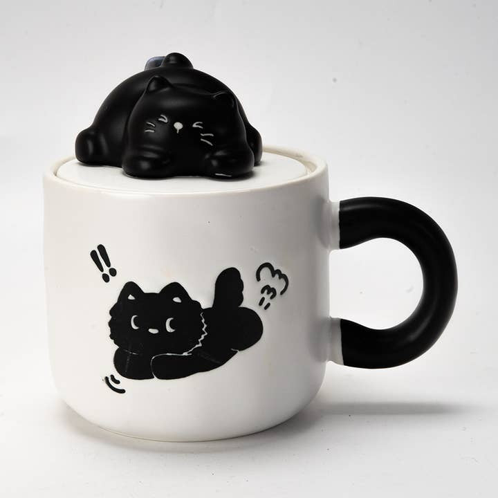Urban Tokyo Mug 13oz &amp; Lid - Black Cat