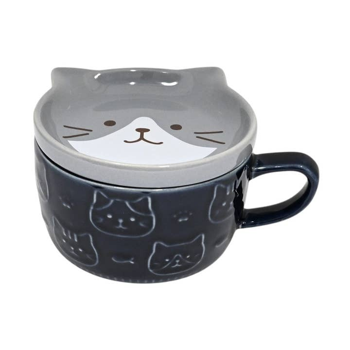 Urban Tokyo Mug 7oz & Lid - Grey Cat