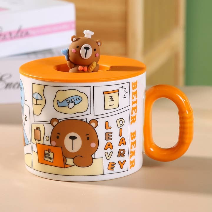 Urban Tokyo Mug 14oz & Lid - Comic Bear