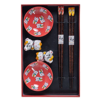 Urban Tokyo Chopstick Gift Set - Lucky Cat Red