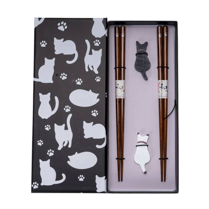 Urban Tokyo Chopstick Gift Set - Black & White Cat