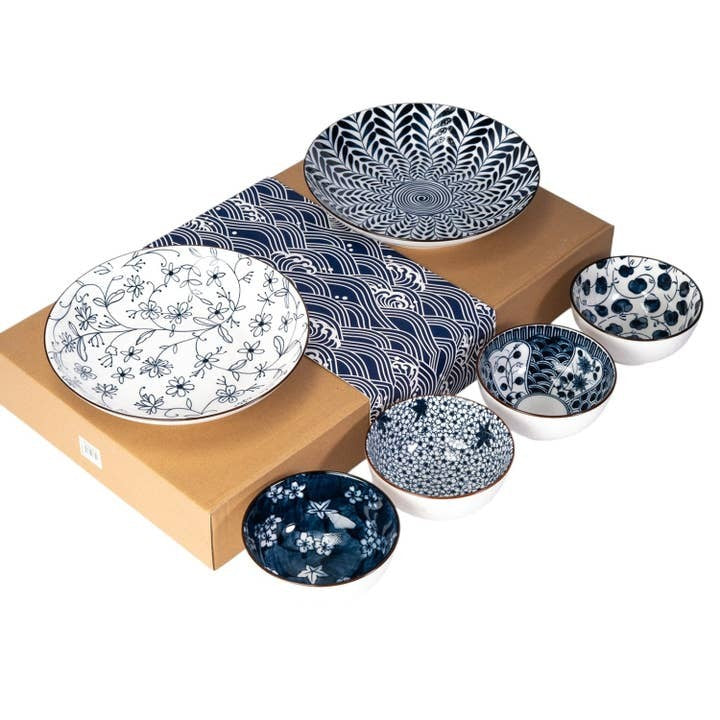 Urban Tokyo Bowl & Plate Nippon Blue Set Of 6