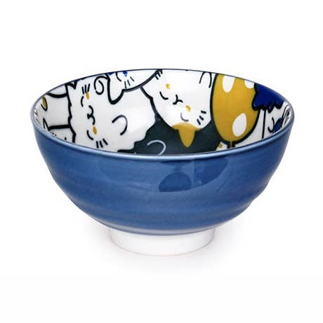 Urban Tokyo 10oz Rice Bowl - Bunch Of Cats Blue