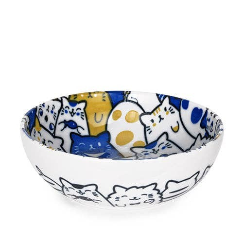 Urban Tokyo 20oz Shallow Bowl - Bunch Of Cats Blue