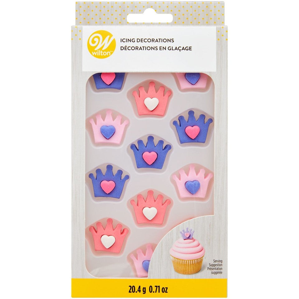 Wilton Edible Icing Decorations - Pink & Purple Crowns