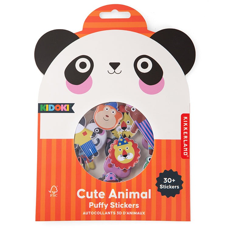 Kikkerland Kidoki Puffy Stickers 3 Sheets - Cute Animals