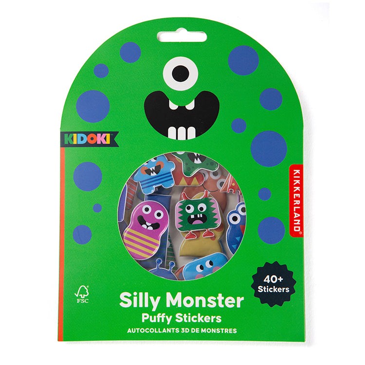 Kikkerland Kidoki Puffy Stickers 3 Sheets - Silly Monsters