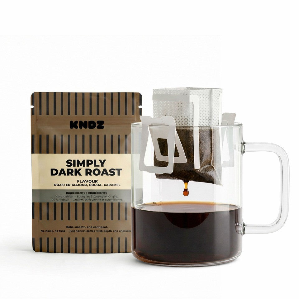 KNDZ Single Size Pour-Over Drip Bag Coffee - Simply Dark Roast