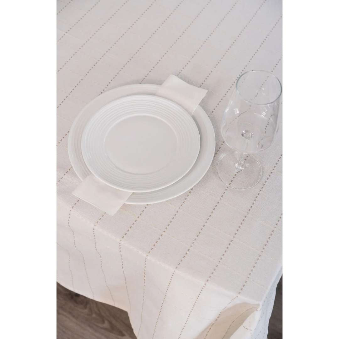 Fabstyles Stitches Tablecloth - Ivory