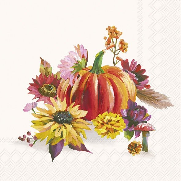 IHR Fall Cocktail Napkin 20 Pack Soft Pumpkin