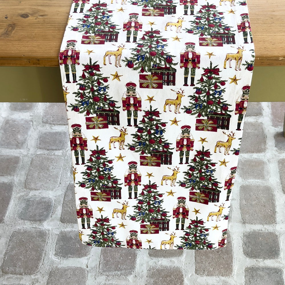 Mahogany Christmas Table Runner Nutcracker
