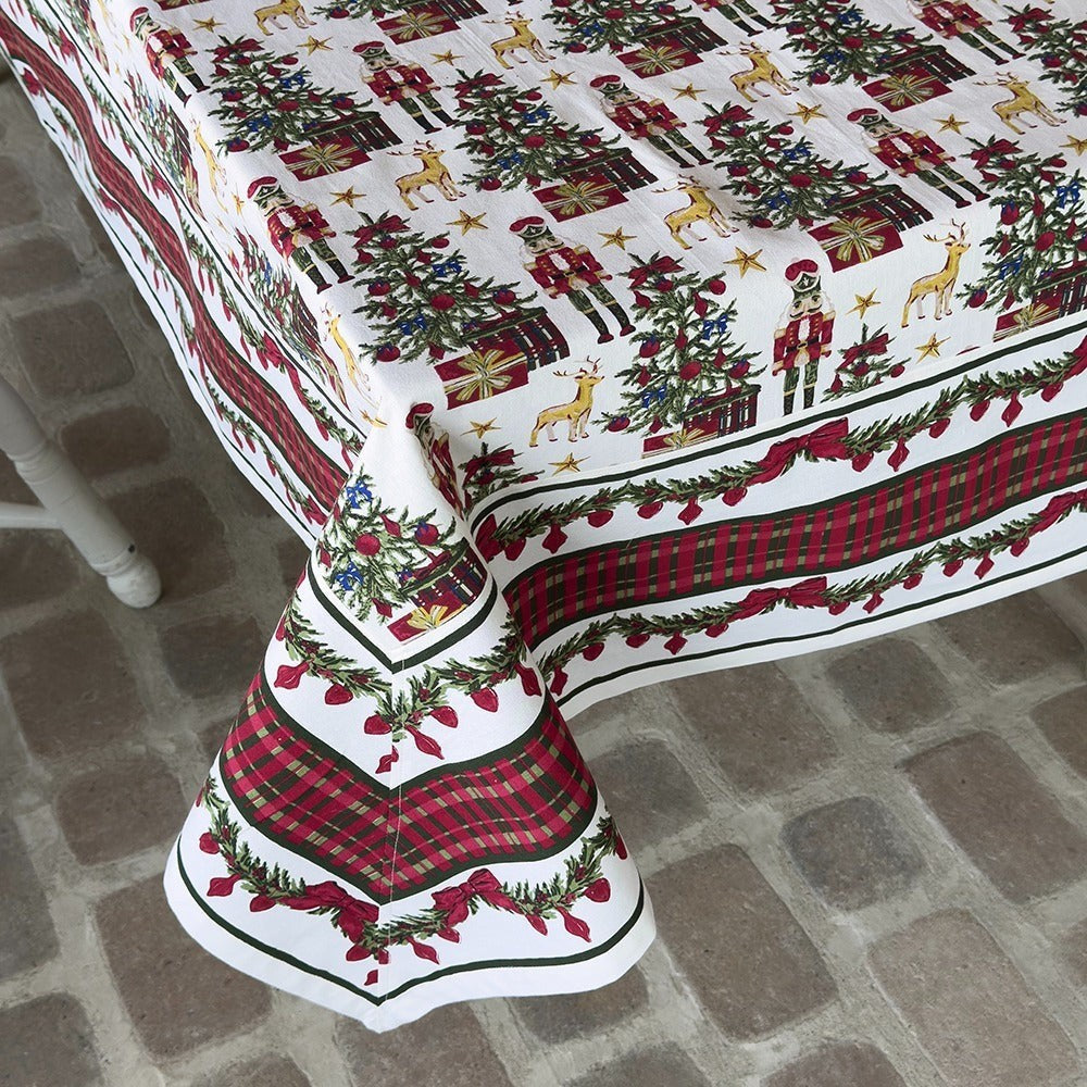 Mahogany Christmas Tablecloth Nutcracker
