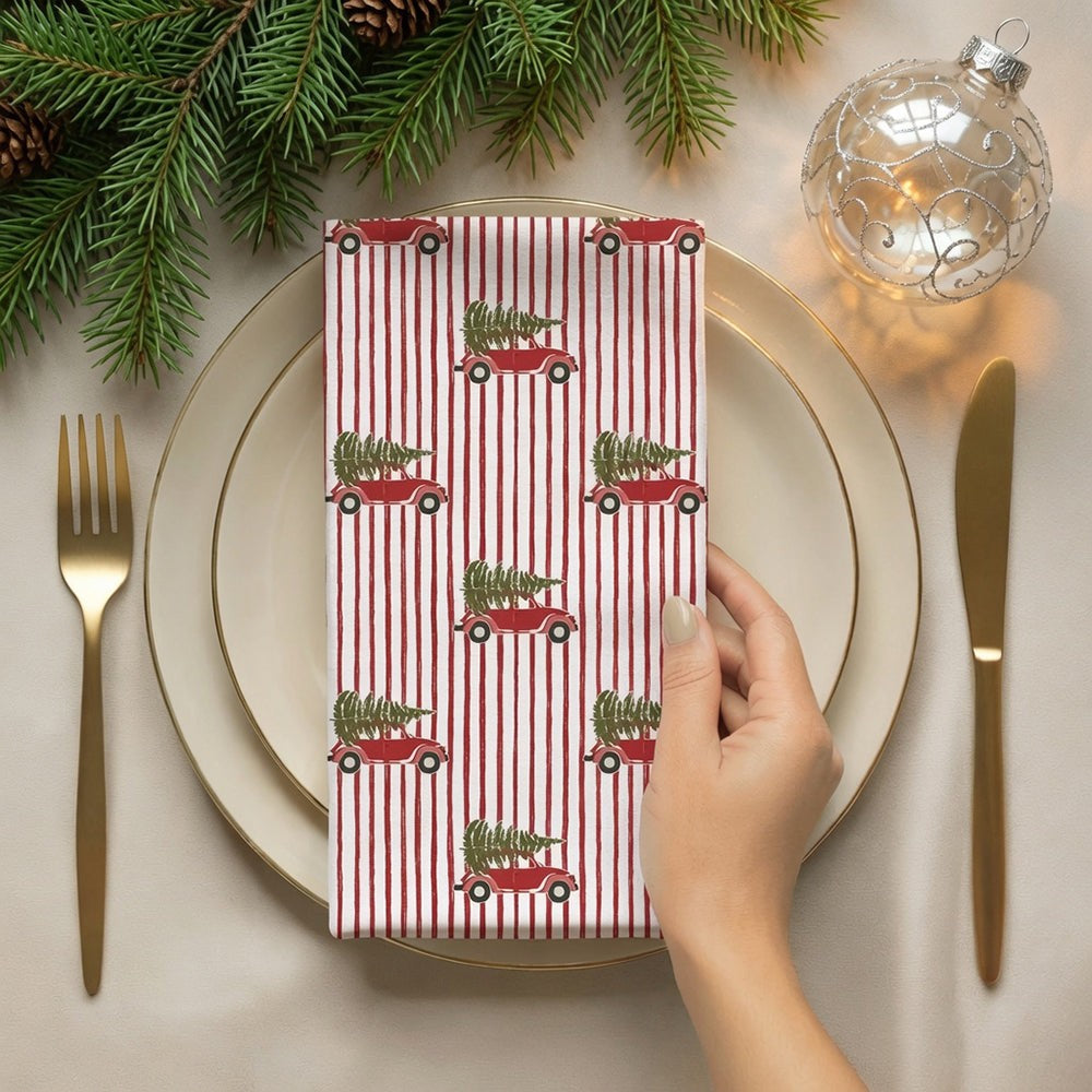 Mahogany Christmas Napkin Set Of 4 Striped Car