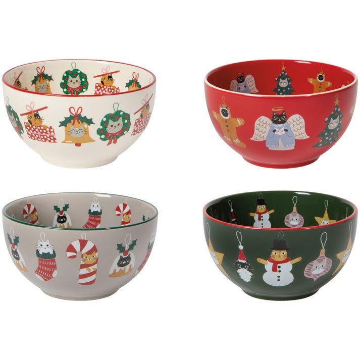 Danica Christmas Bauble Cats Bowl Set Of 4