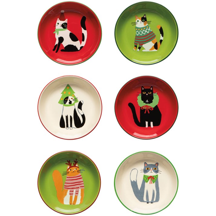 Danica Christmas Kitty Cat Carol Pinch Bowl Set Of 6
