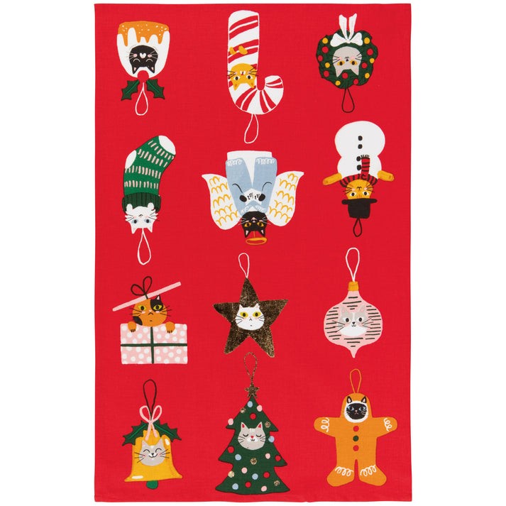 Danica Christmas Tea Towel Deco Bauble Cats