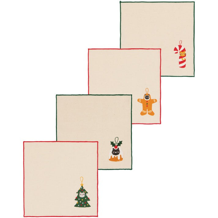 Danica Christmas Bauble Cats Napkin Set Of 4