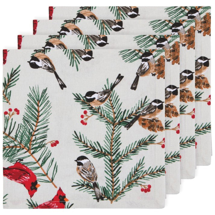 Now Designs Christmas Napkin Set Of 4 Birds &amp; Boughs