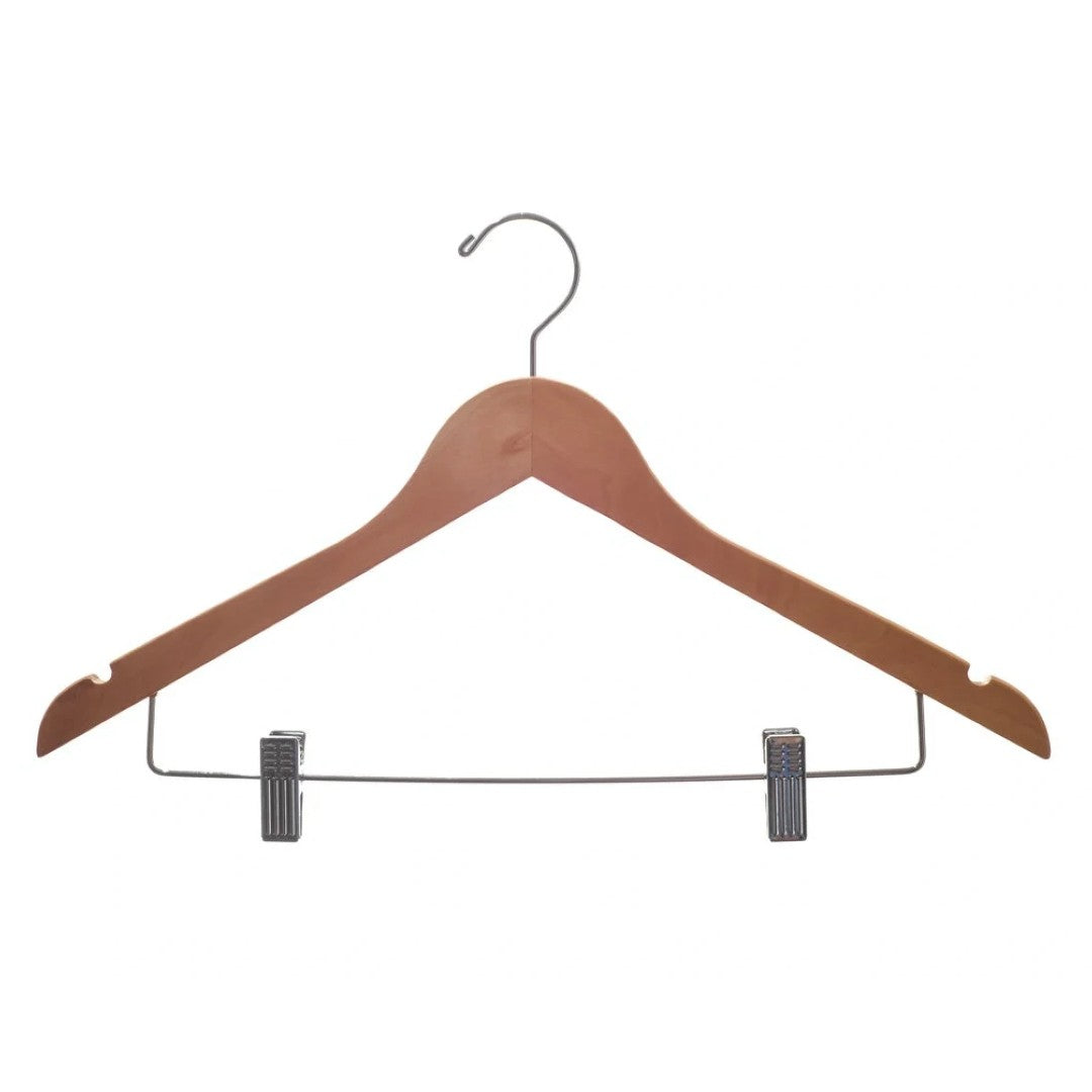 Eddie Wooden Hanger - Suit With Clips