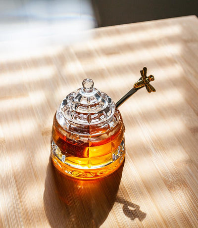 Abbott Glass Beehive Honey Pot & Dauber