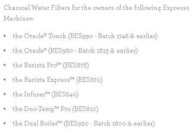 Breville Espresso Water Filters