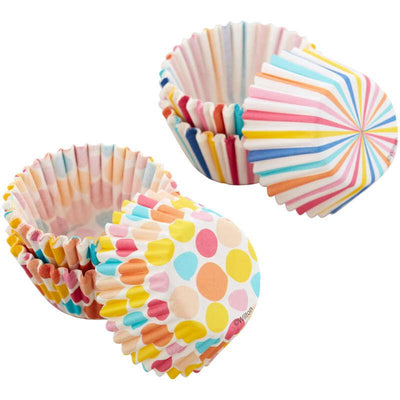 Wilton 100 Count Mini Baking Cups, Polka Dots & Stripes