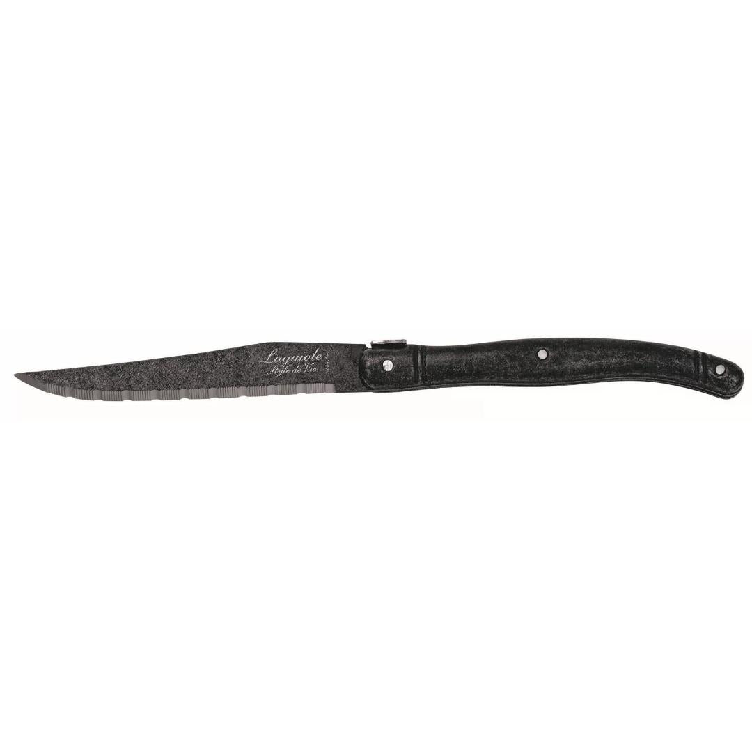 Laguiole Premium Steak Knives Set Of 6 - Stonewash Black