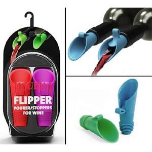 Metrokane Rabbit Flipper Wine Bottle Pourer & Stoppers, Set of 2
