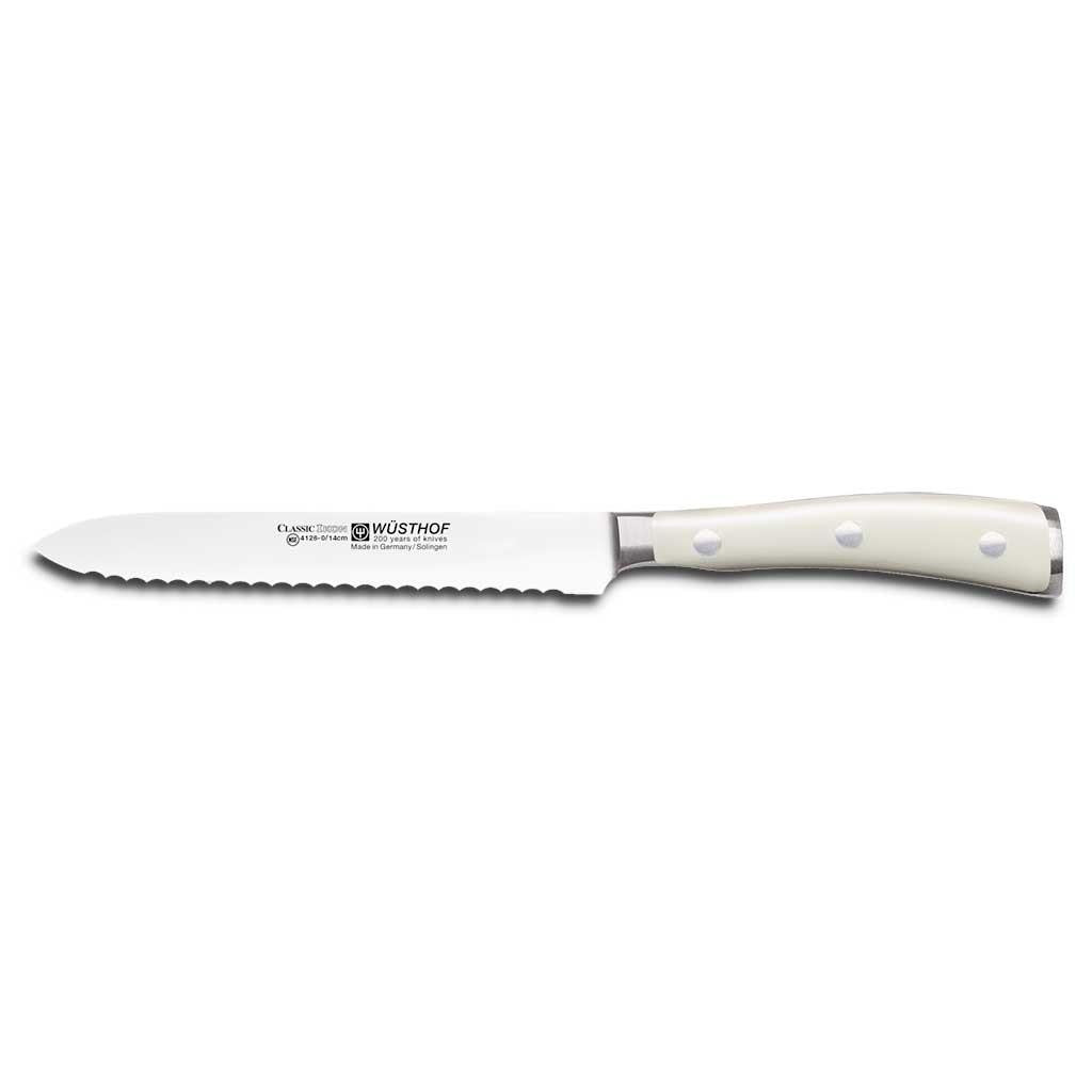 wusthof classic ikon creme serrated serrated utility knife