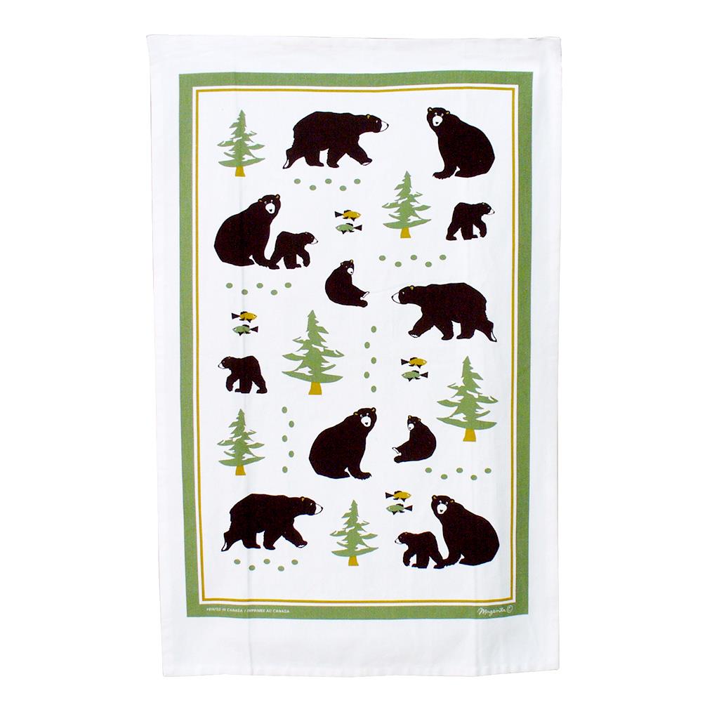 Rain Goose Linen Towel, Black Bear