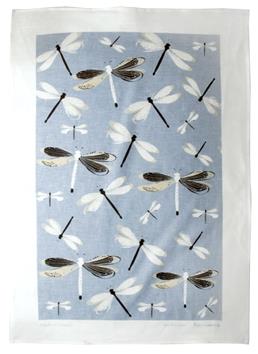Rain Goose Linen Tea Towel New Blue Dragonfly