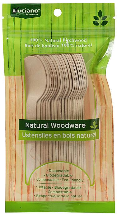 Luciano Natural Woodware Birchwood Spoons Set of 20