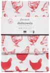 Now Designs Color Center Flour Sack Tea Towel Set of 2 - Red