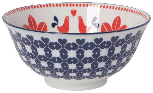 Now Designs 6" Cereal Bowl Red Navy Bird