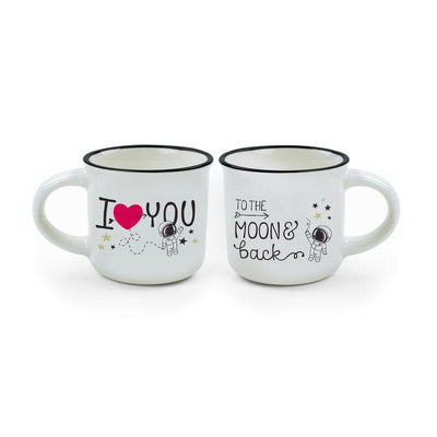 Legami Porcelain Espresso Mug Set of 2 To The Moon Love