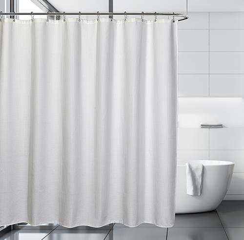 Moda At Home Fabric Shower Curtain Belgian Waffle White