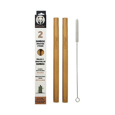 AllBambu Reusable Bamboo Smoothie Straw Set of 2