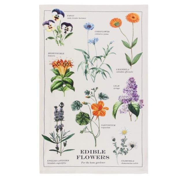 Now Designs Edible Flowers Tea Towel
