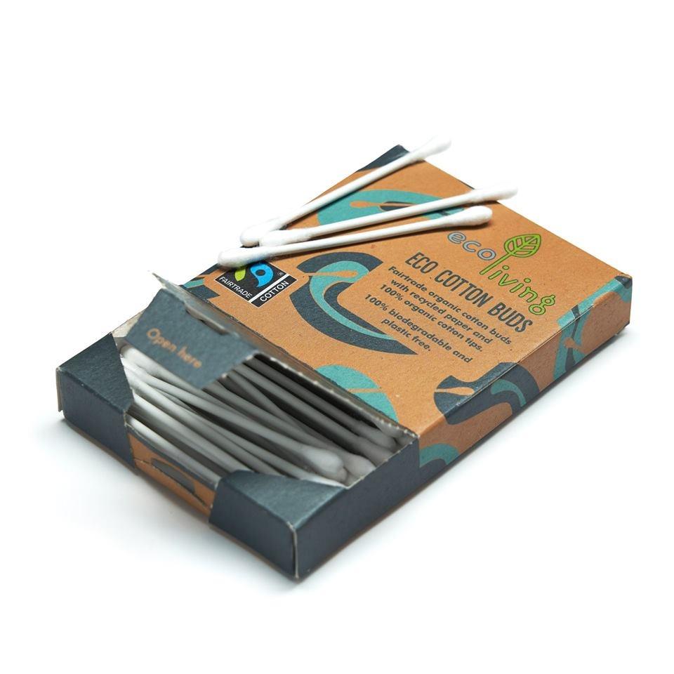 ecoLiving Organic Fairtrade Cotton Buds Pack of 100