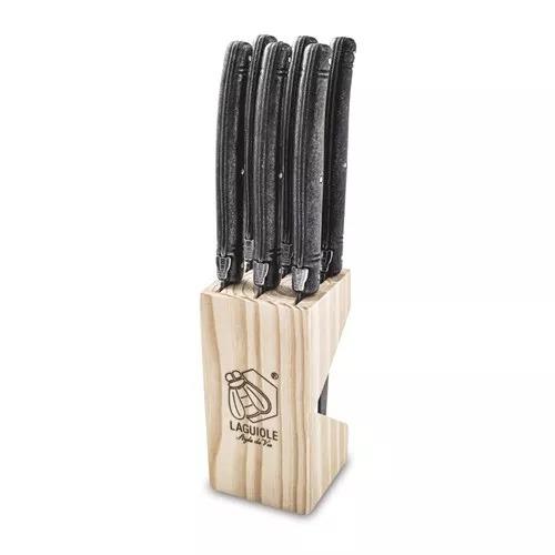 Laguiole Premium Steak Knives Set Of 6 - Stonewash Black