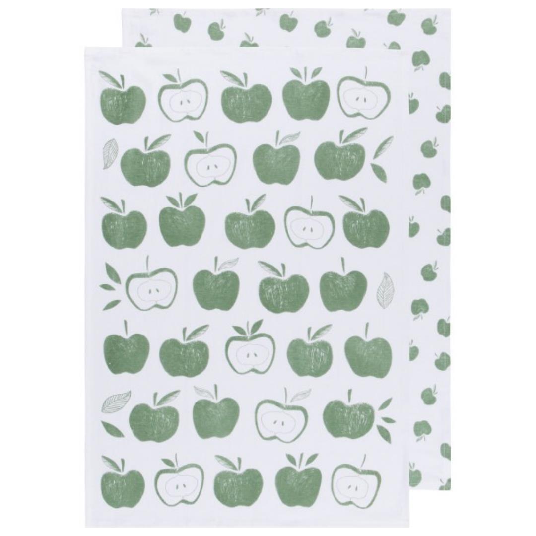 Now Designs Flour Sack Dish Towel Set Of 2, Apples