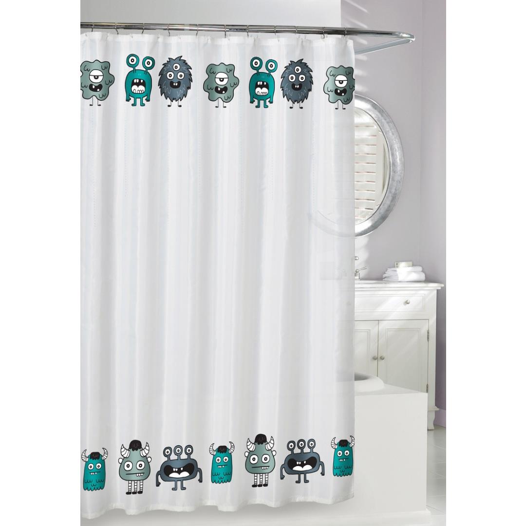 Moda At Home PEVA Kids Shower Curtain Tiny Monsters