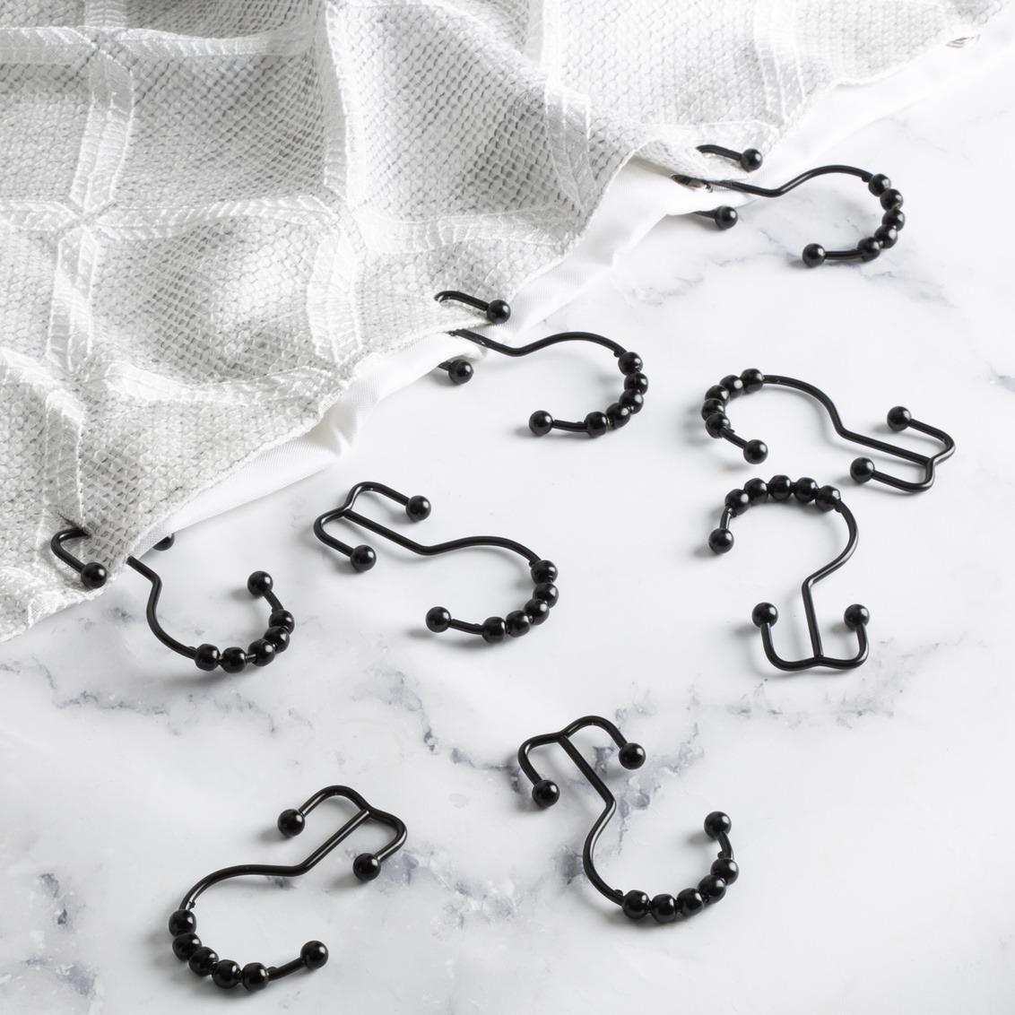 Moda At Home Annex Double Roller Shower Hooks S/12, Black