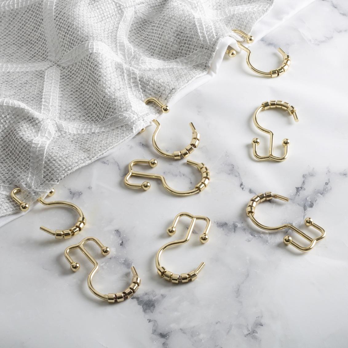 Moda At Home Annex Double Roller Shower Hooks S/12, Antique Gold